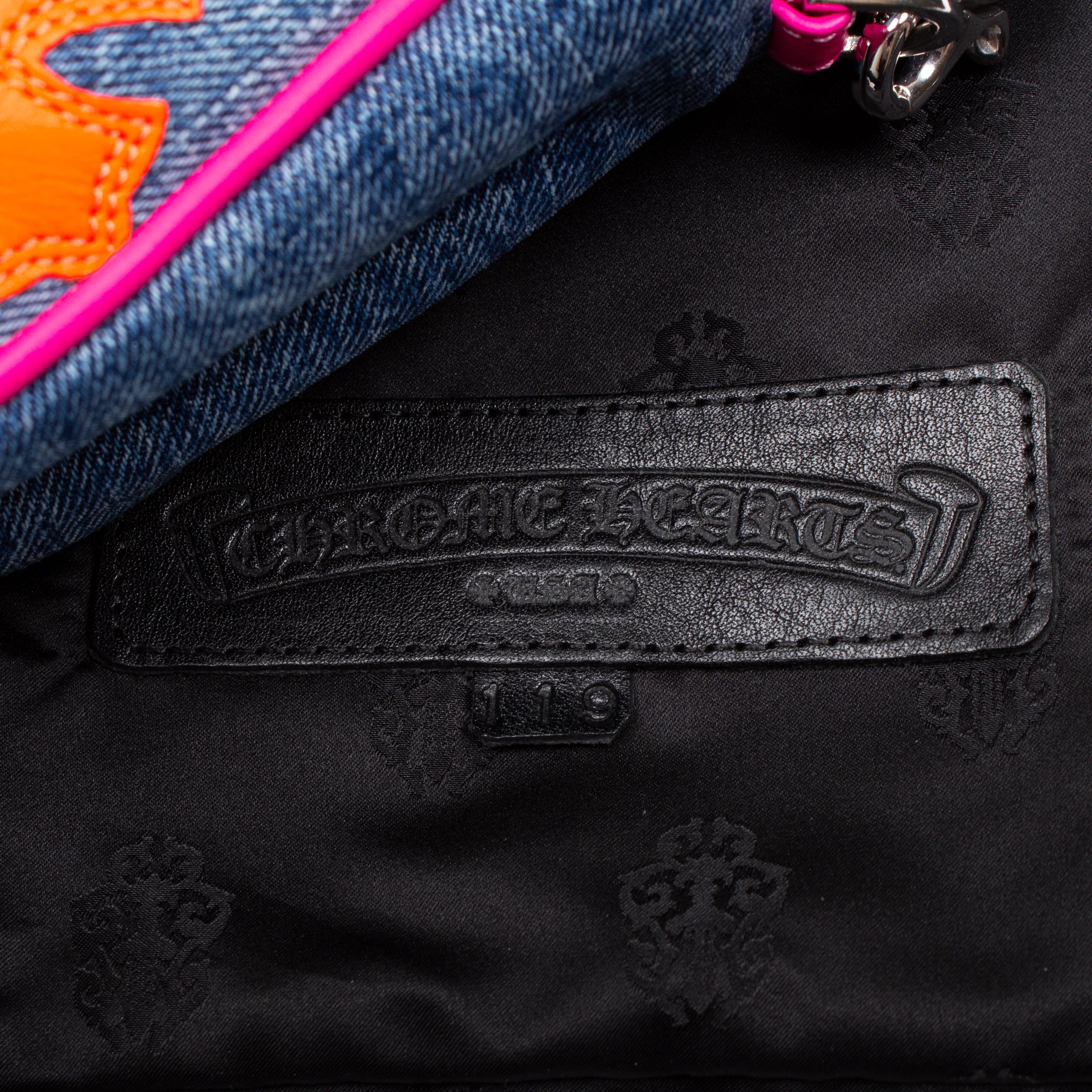 LEATHER CROSS PATCH DENIM TAKA