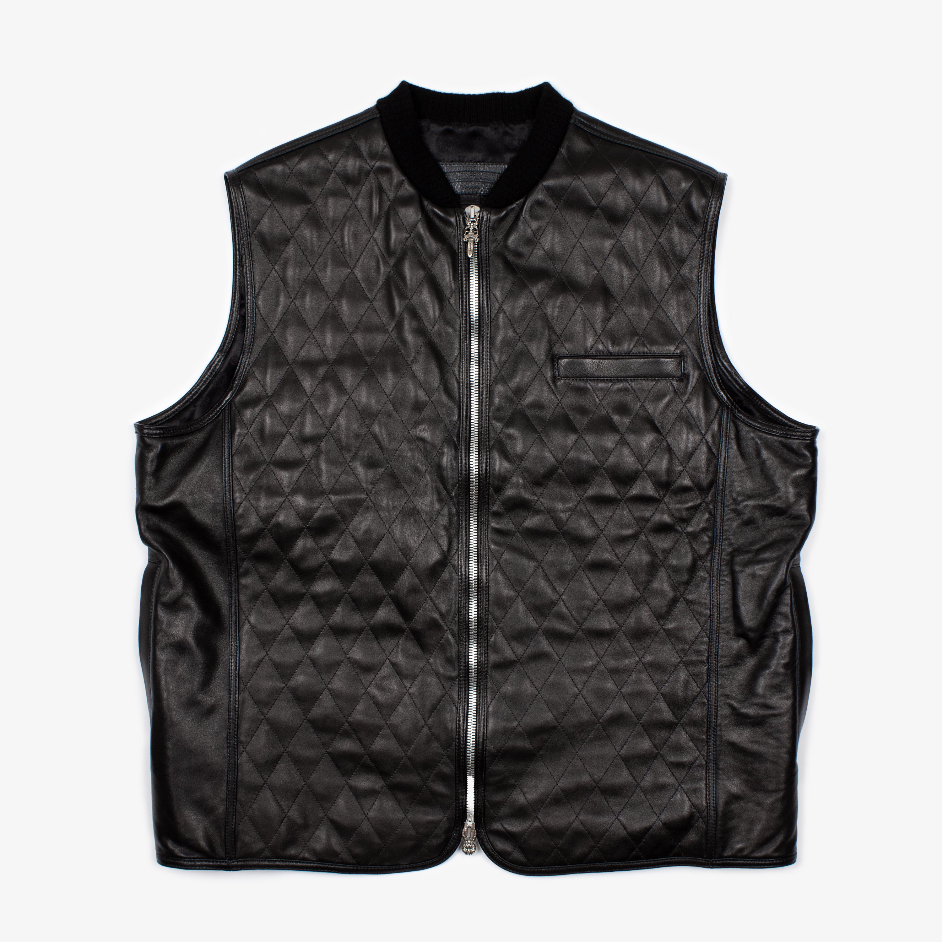 QUILTED LEATHER SPINE CROSS PATCH PAPA VEST – OBTAIND