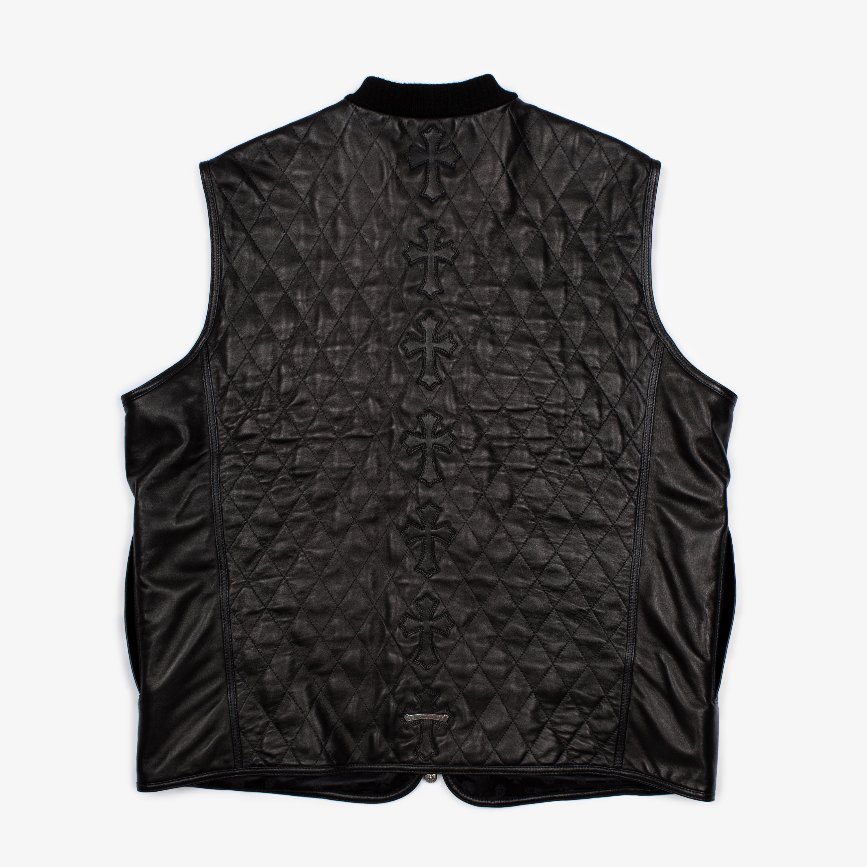 QUILTED LEATHER SPINE CROSS PATCH PAPA VEST – OBTAIND