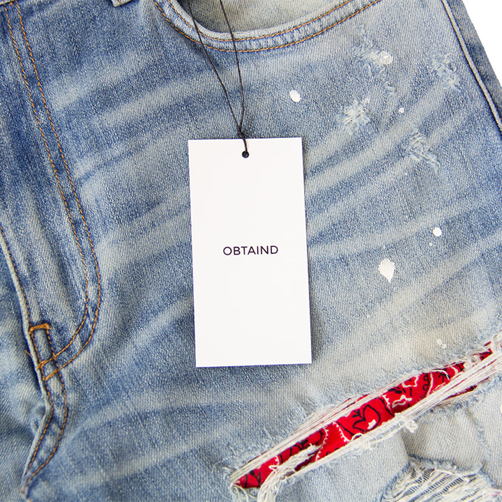DISTRESSED SKINNY ART PATCH PAINTED DENIM