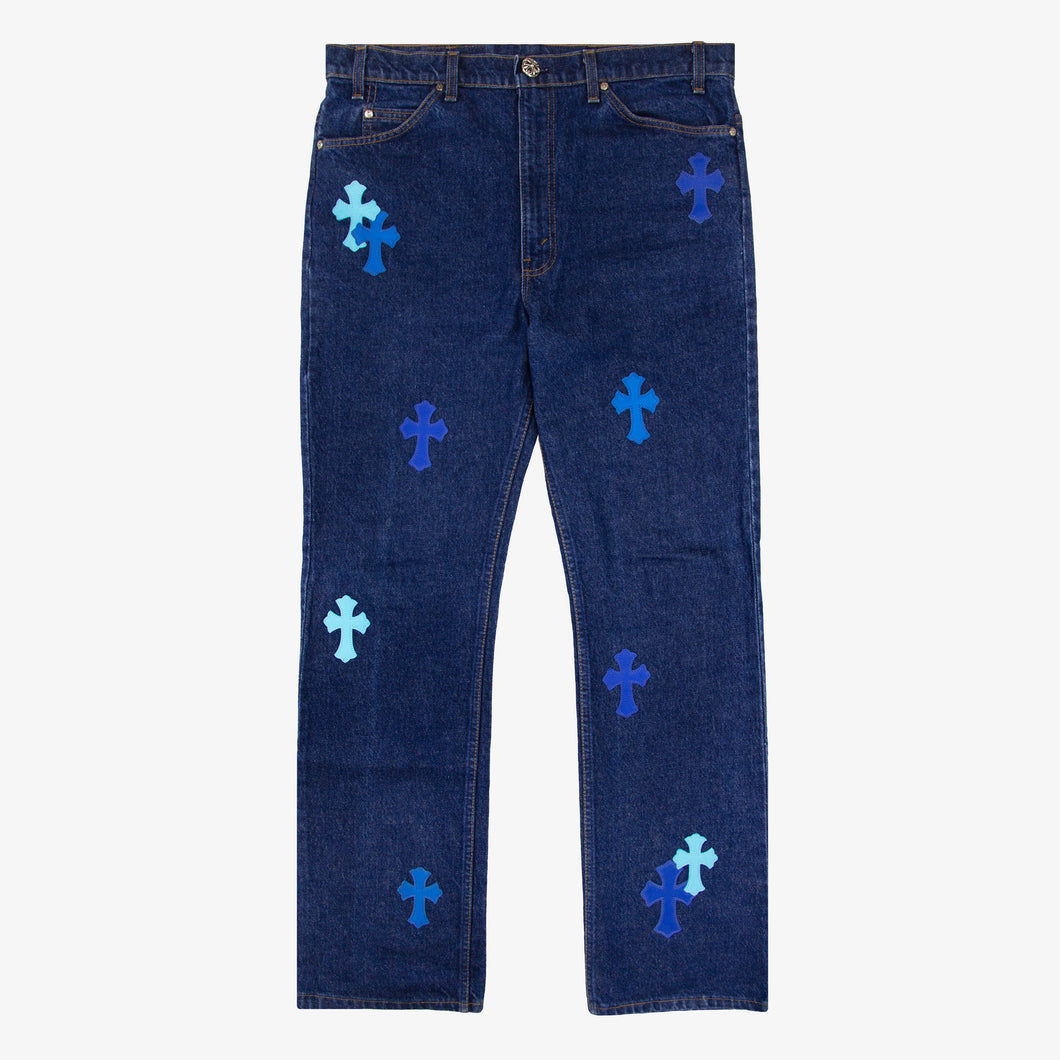 CHROME HEARTS BLUE TRICOLOR PATCH DENIM