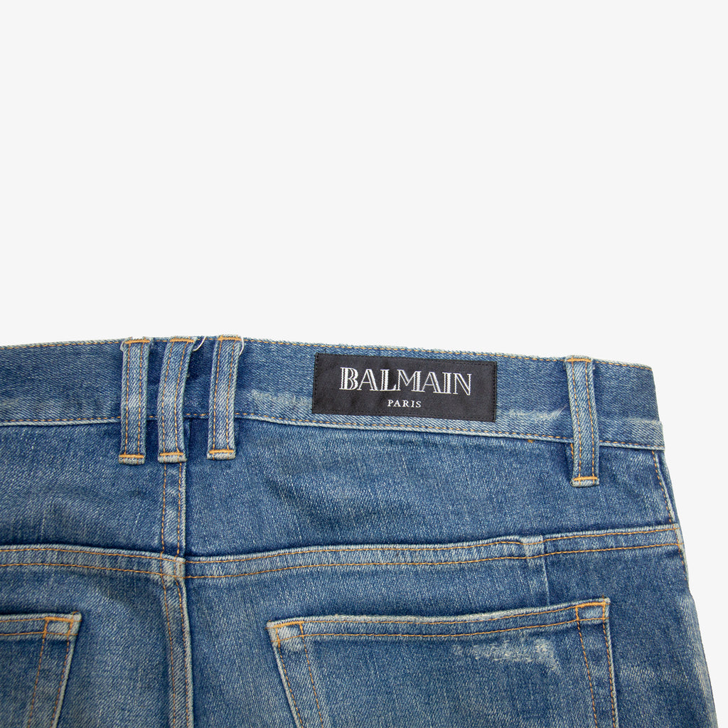 BALMAIN DISTRESSED DENIM