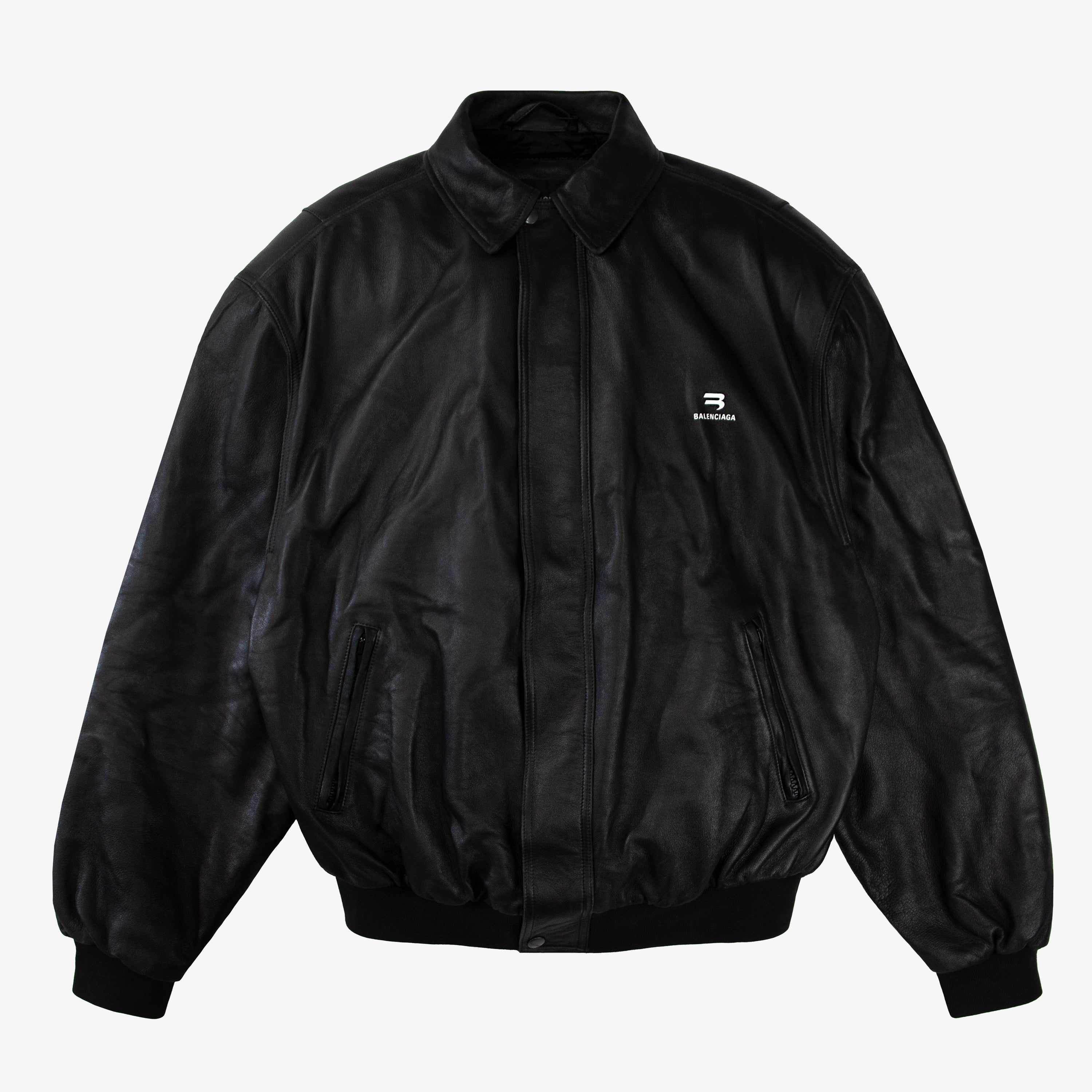 Balenciaga Taxi Leather Bomber Jacket in Black  Lyst