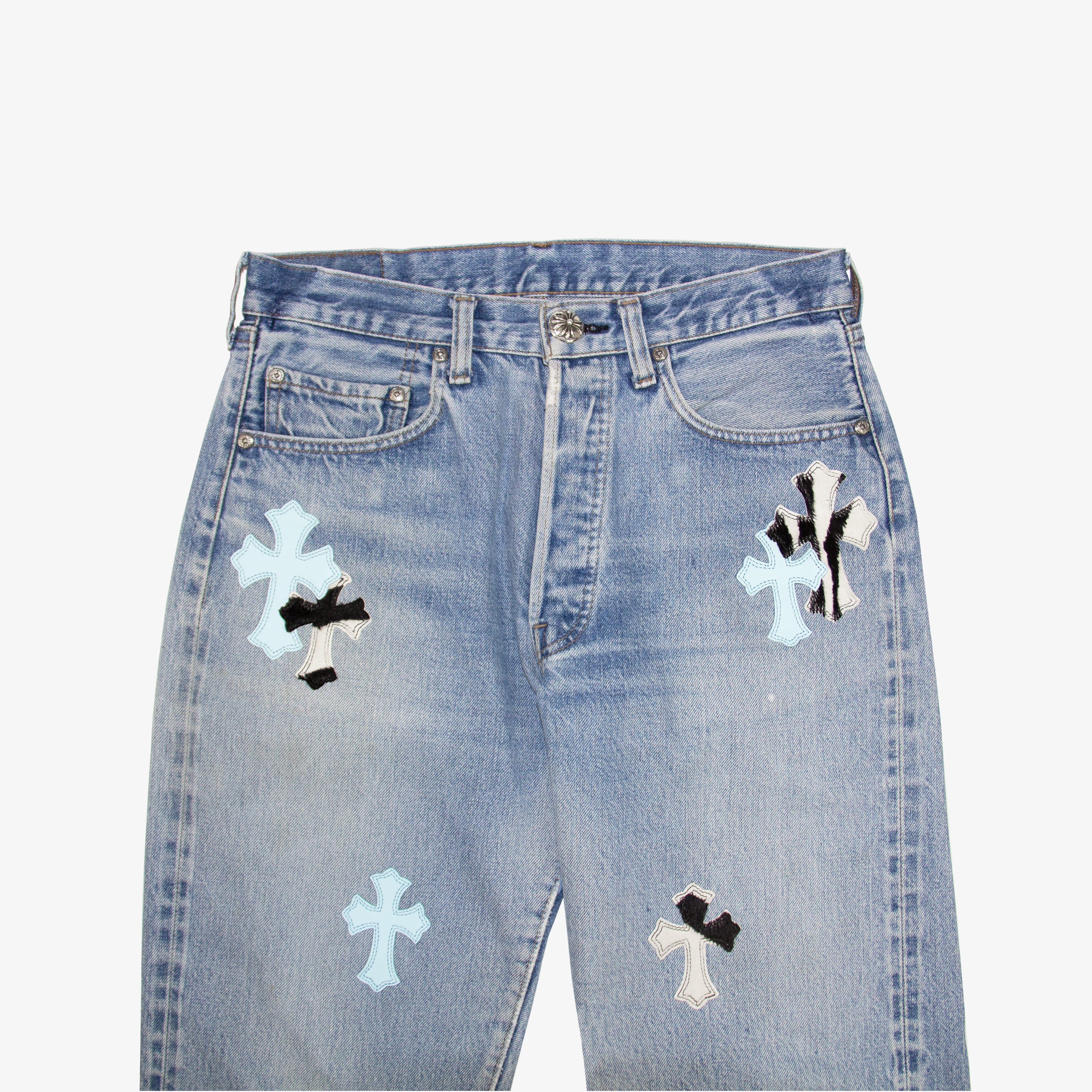 MULTI COLOR CROSS PATCH DENIM