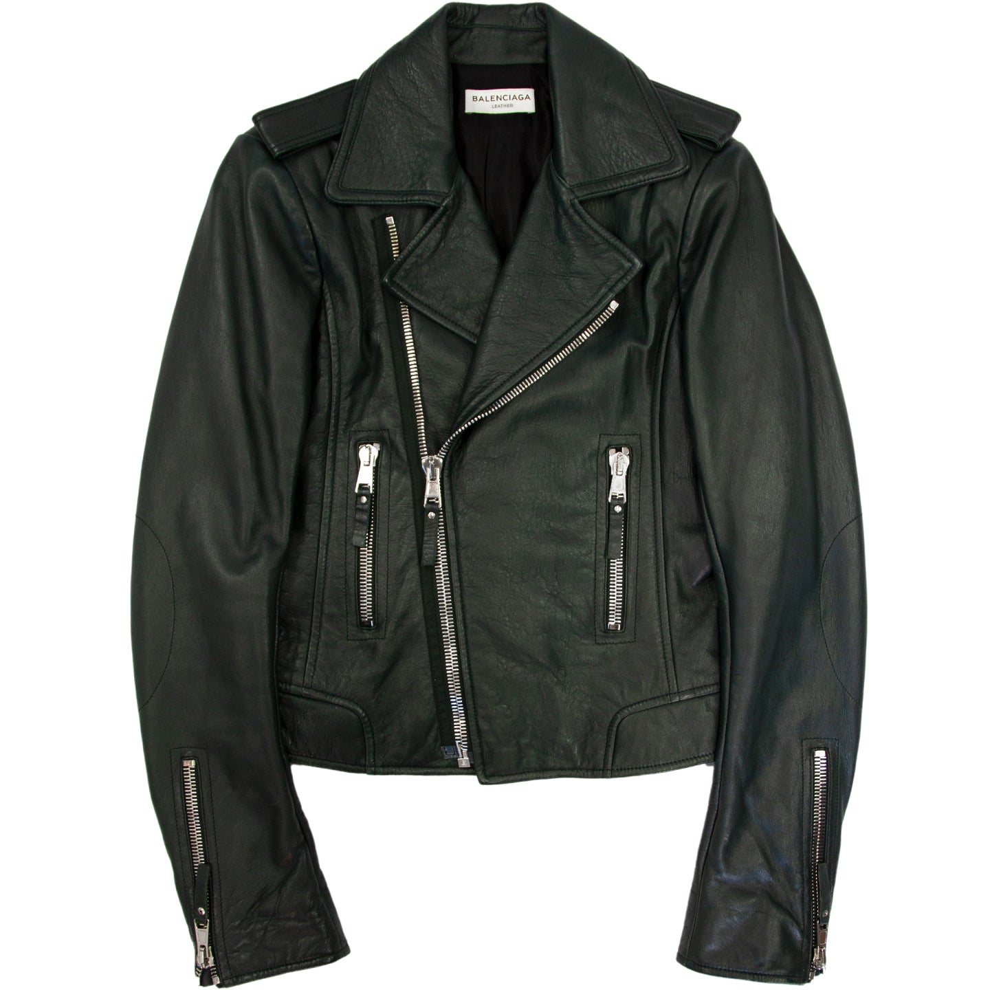 Balenciaga navy leather biker jacket  Manifesto Woman