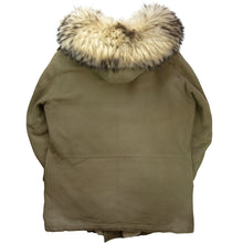 Load image into Gallery viewer, BALMAIN AW11 SHEARLING LINED FUR HOODED CAMPAIGN COAT