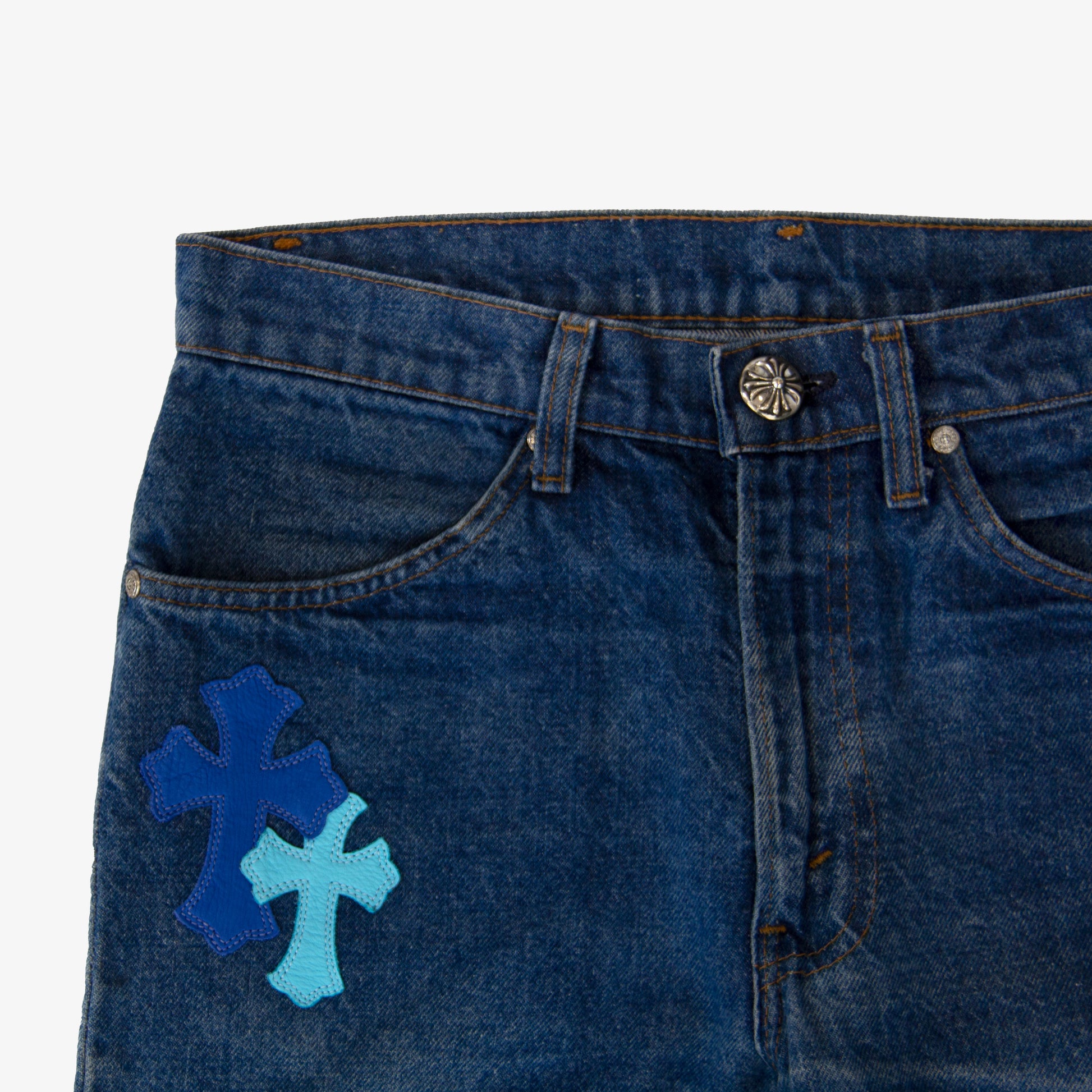 CHROME HEARTS BLUE TRICOLOR PATCH DENIM