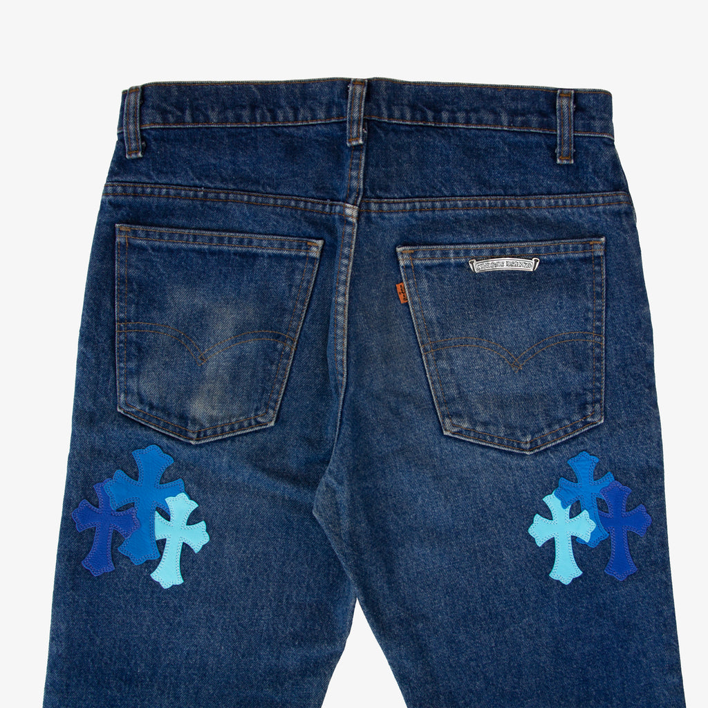CHROME HEARTS BLUE TRICOLOR PATCH DENIM