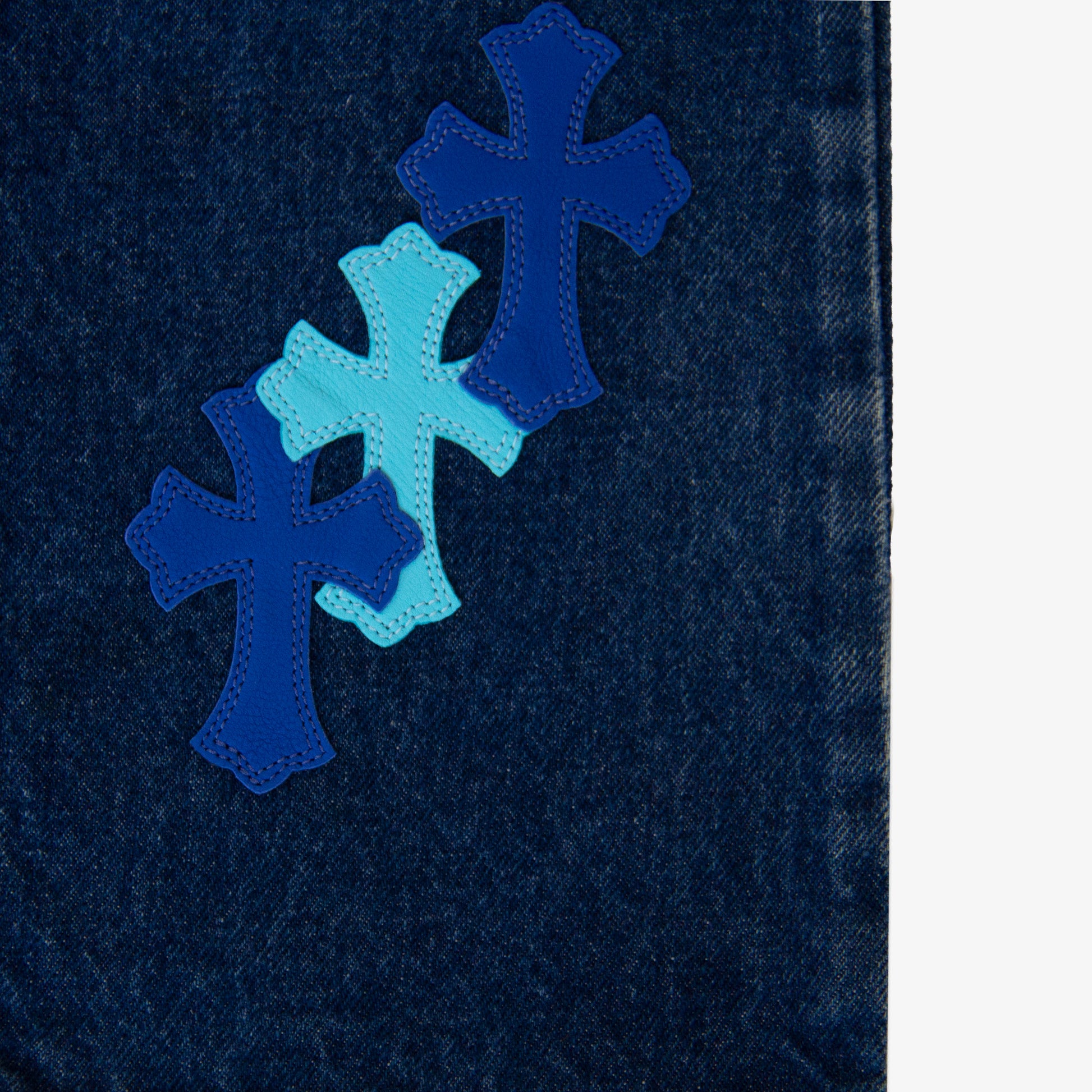 CHROME HEARTS BLUE TRICOLOR PATCH DENIM