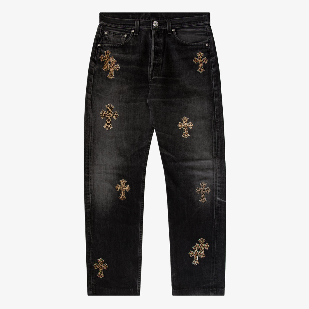 CHROME HEARTS LEOPARD PATCH DENIM