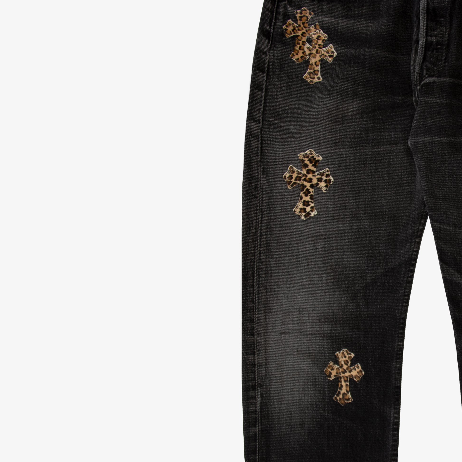 CHROME HEARTS LEOPARD PATCH DENIM