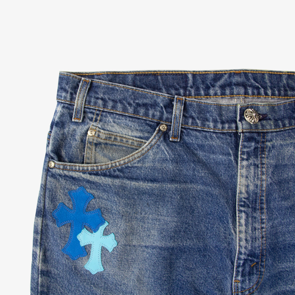 CHROME HEARTS BLUE TRICOLOR PATCH DENIM
