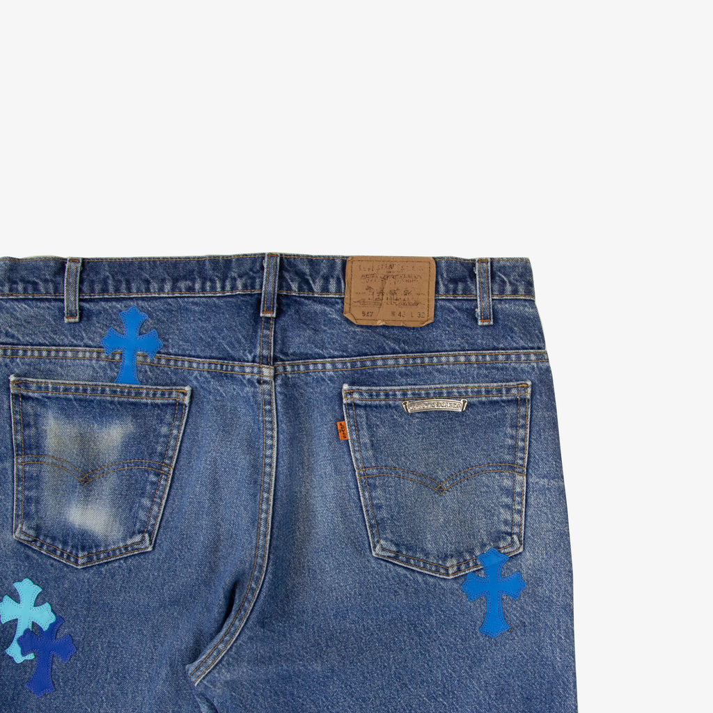CHROME HEARTS BLUE TRICOLOR PATCH DENIM