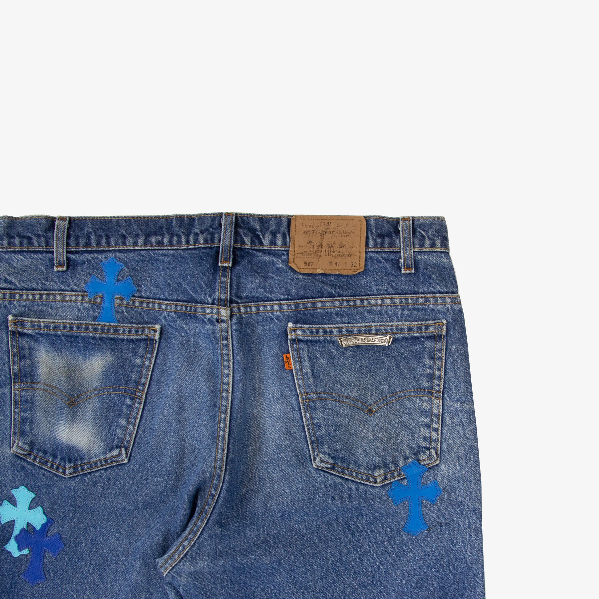 CHROME HEARTS BLUE TRICOLOR PATCH DENIM
