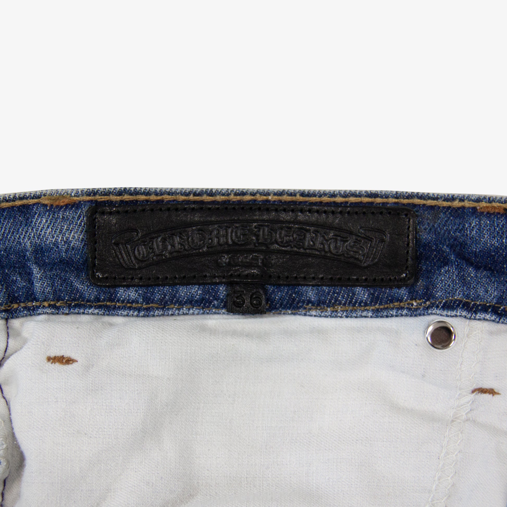 CHROME HEARTS BLUE TRICOLOR PATCH DENIM