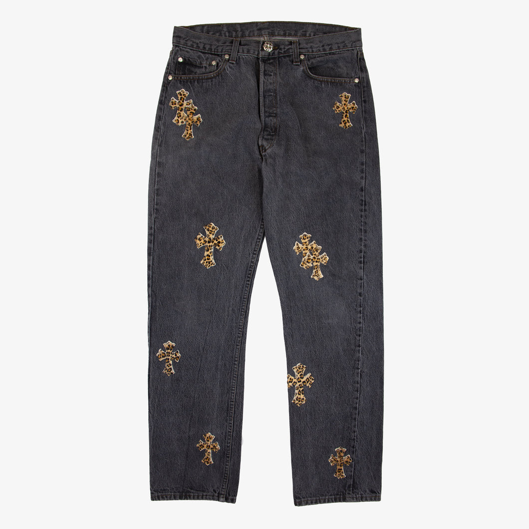 CHROME HEARTS LEOPARD PATCH DENIM