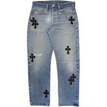Load image into Gallery viewer, CHROME HEARTS LEATHER PATCHWORK DENIM