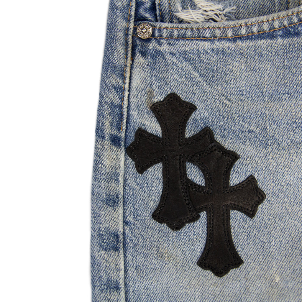 CHROME HEARTS LEATHER PATCHWORK DENIM