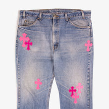 Load image into Gallery viewer, PINK TRICOLOR CROSS PATCH DENIM