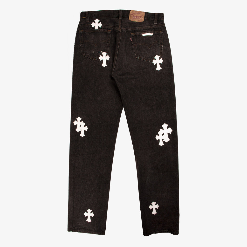 WHITE CROSS PATCH DENIM