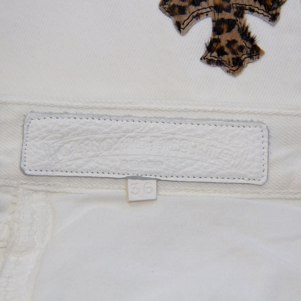 WHITE LEOPARD PATCH DENIM