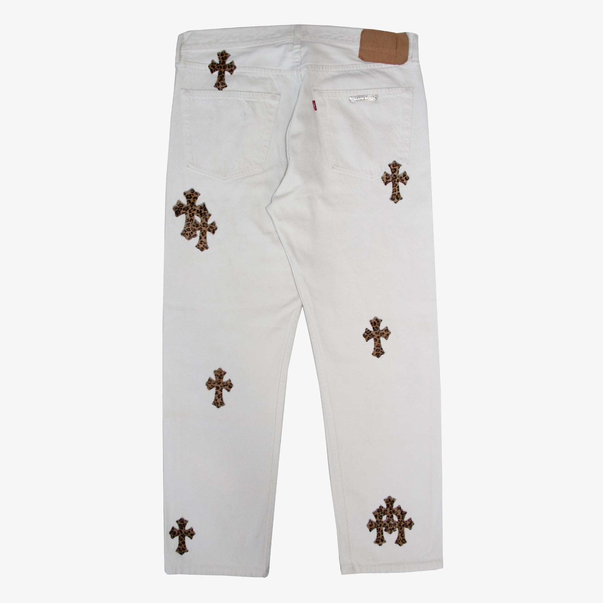 WHITE LEOPARD PATCH DENIM