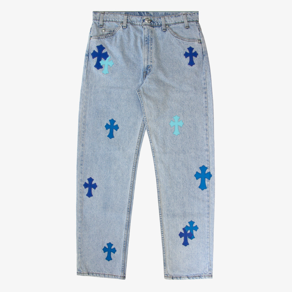 CHROME HEARTS BLUE TRICOLOR PATCH DENIM