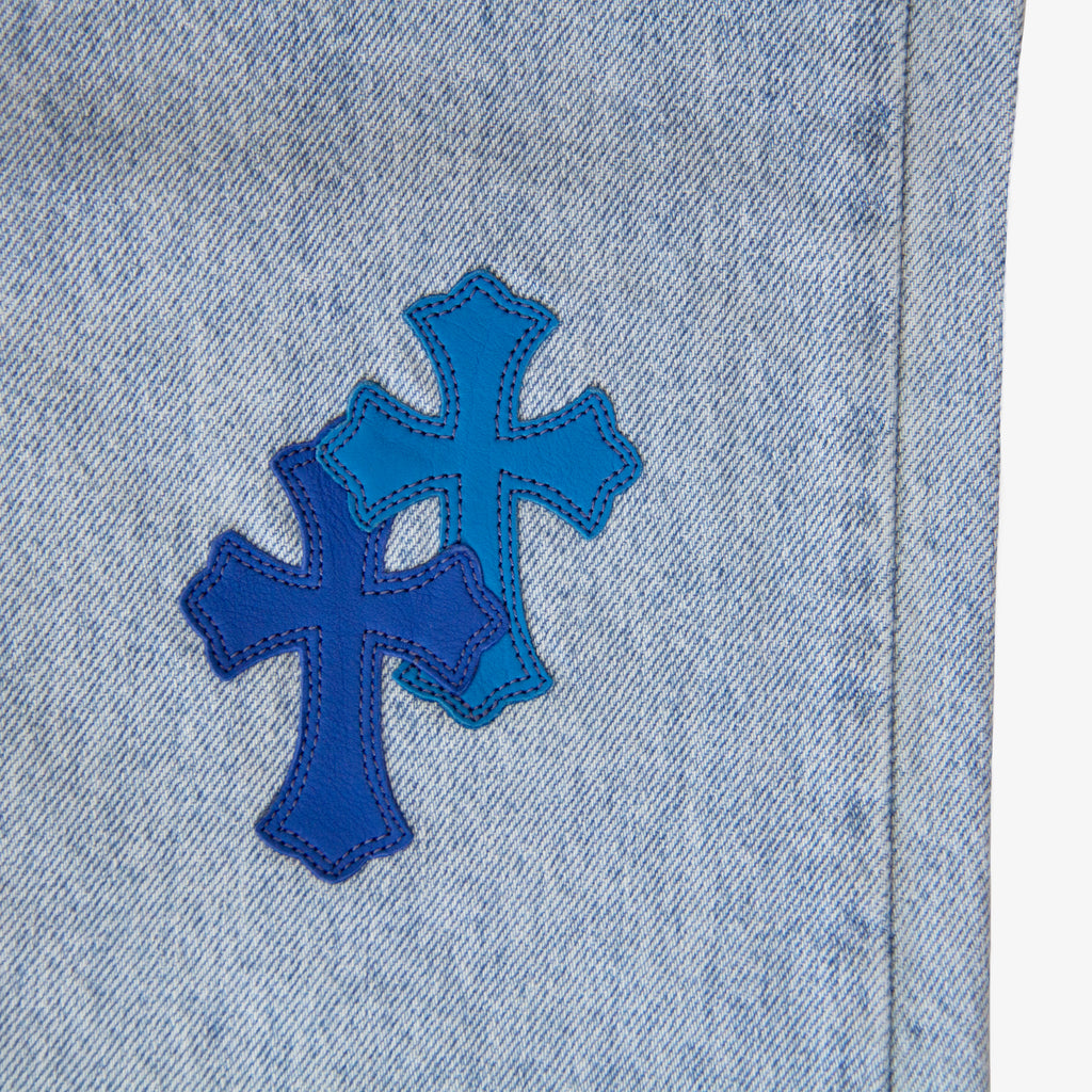 CHROME HEARTS BLUE TRICOLOR PATCH DENIM