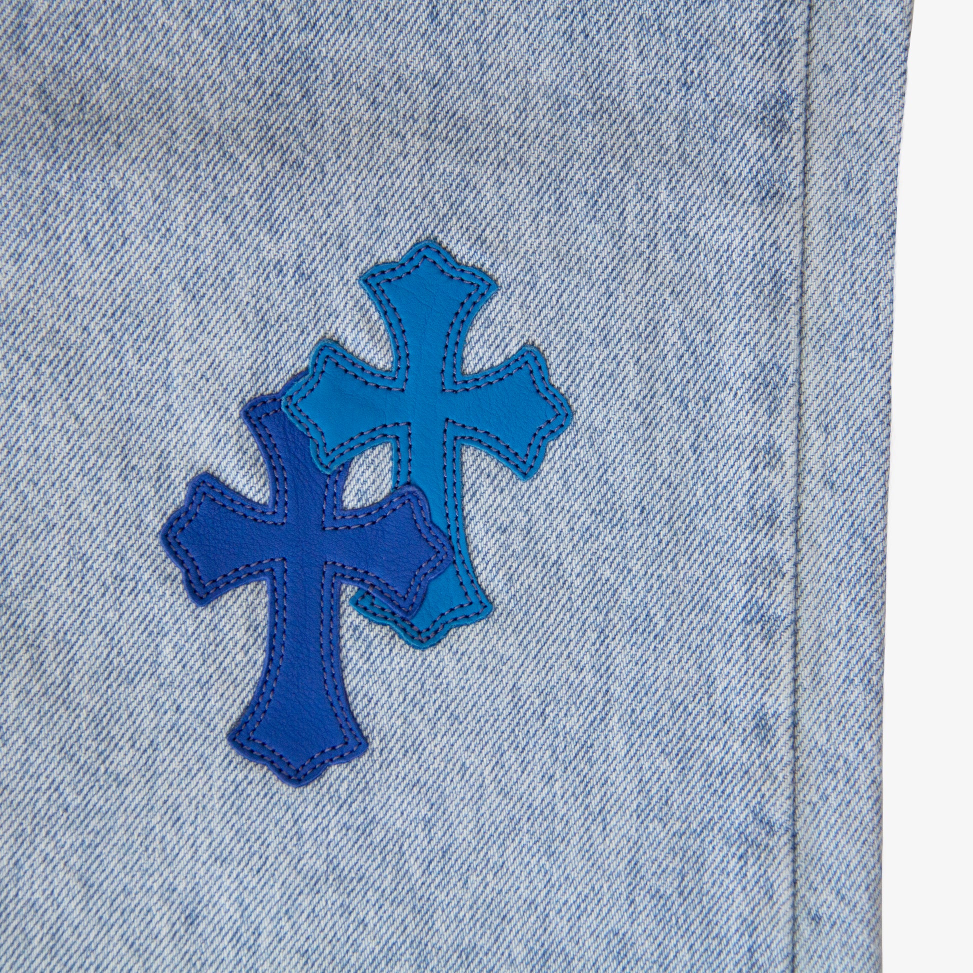 CHROME HEARTS BLUE TRICOLOR PATCH DENIM