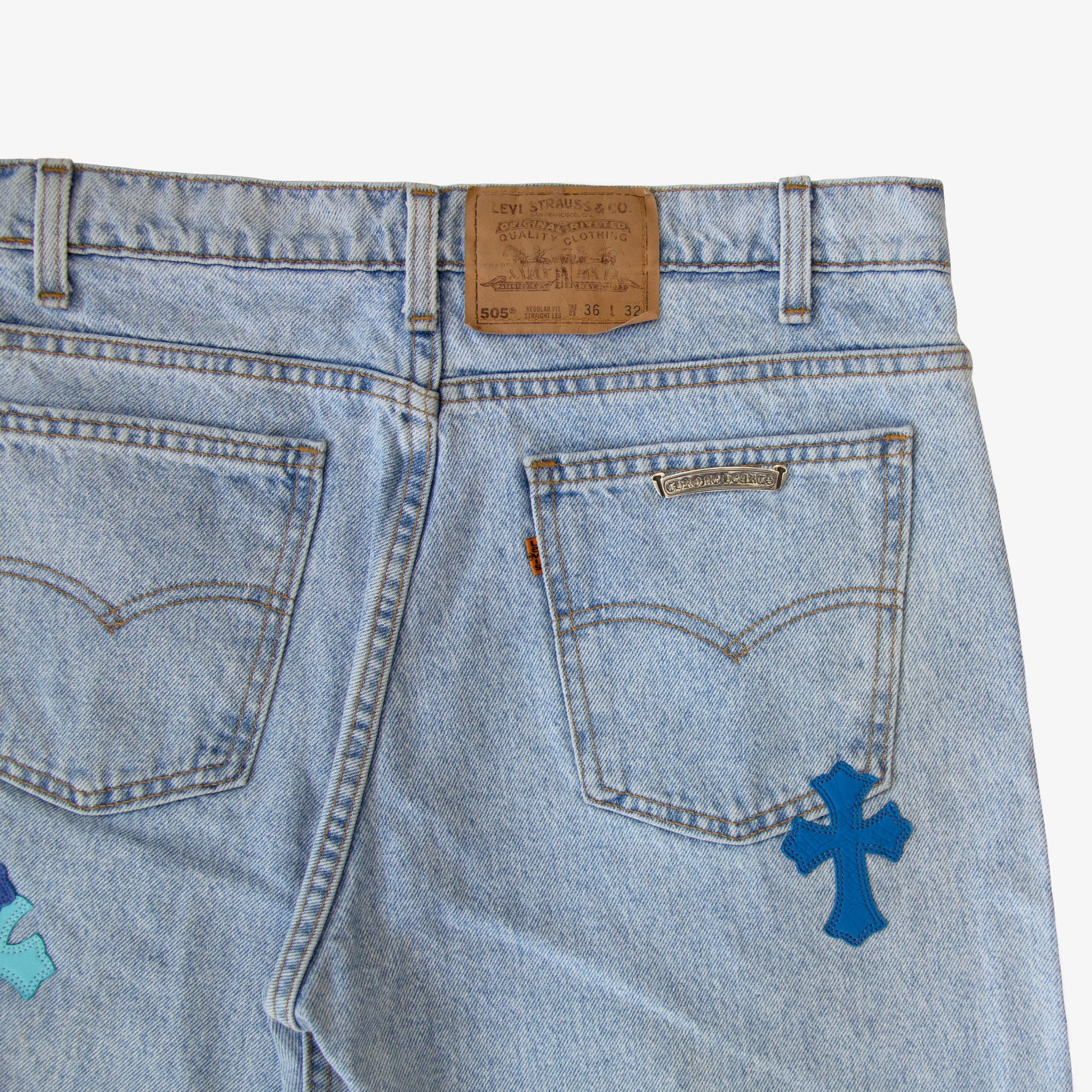 CHROME HEARTS BLUE TRICOLOR PATCH DENIM