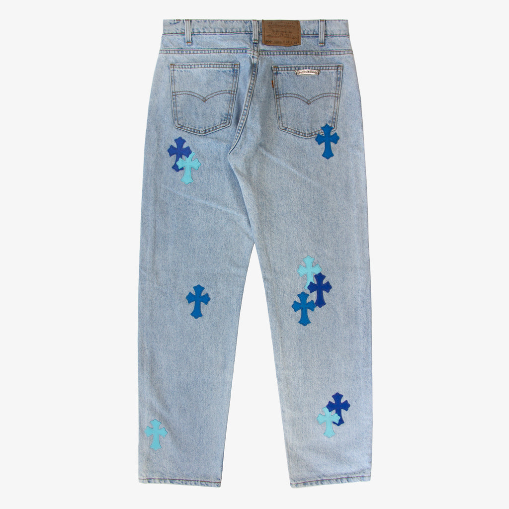 CHROME HEARTS BLUE TRICOLOR PATCH DENIM