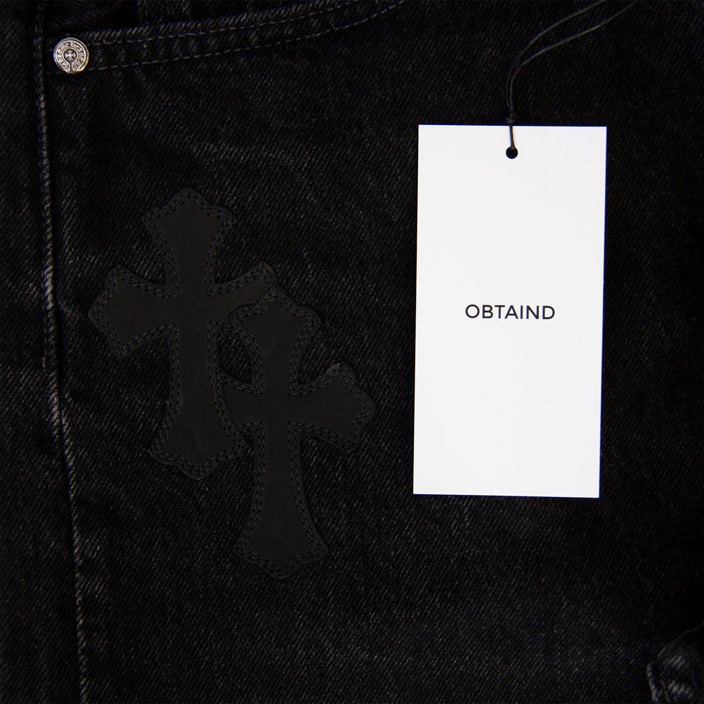 CHROME HEARTS LEATHER PATCHWORK DENIM