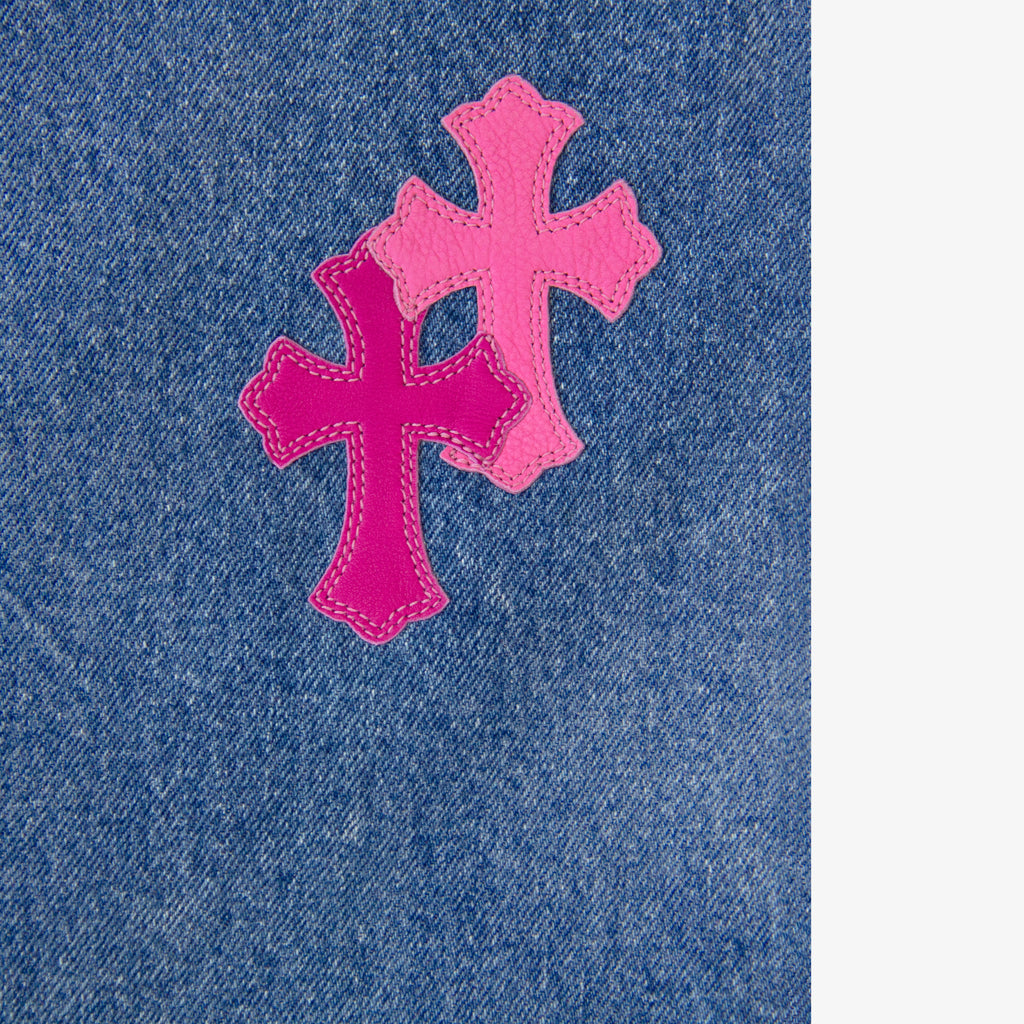CHROME HEARTS PINK TRICOLOR PATCH DENIM
