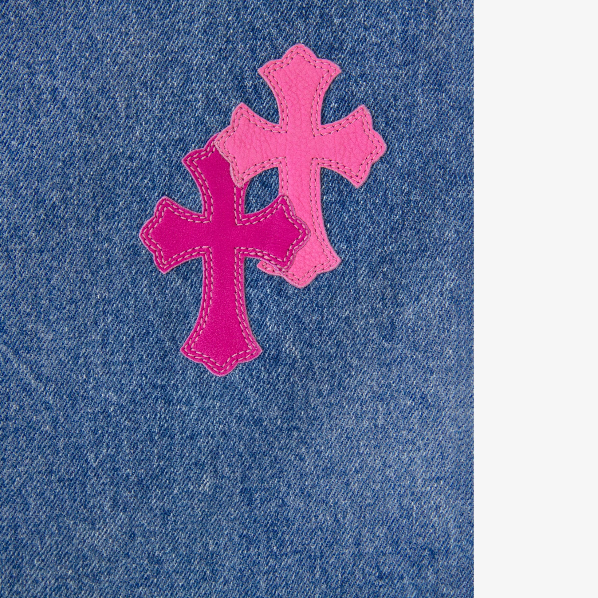 CHROME HEARTS PINK TRICOLOR PATCH DENIM