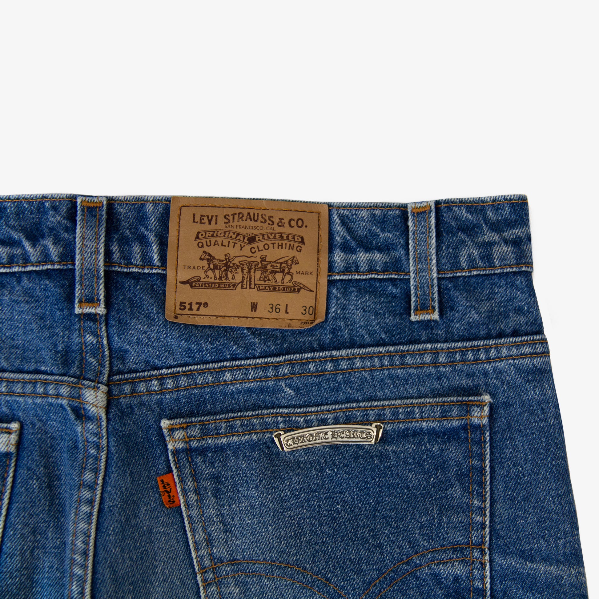 CHROME HEARTS PINK TRICOLOR PATCH DENIM