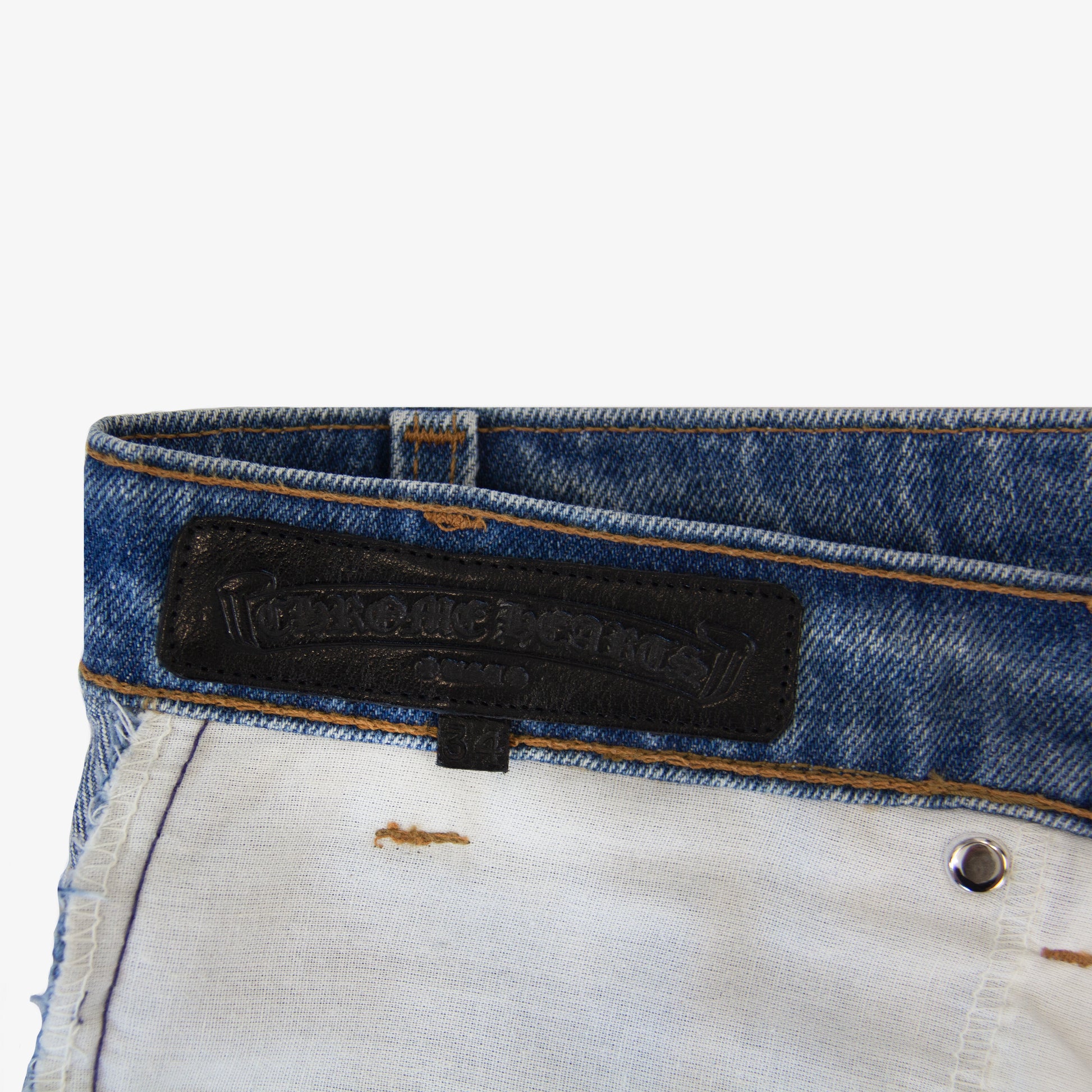 CHROME HEARTS PINK TRICOLOR PATCH DENIM