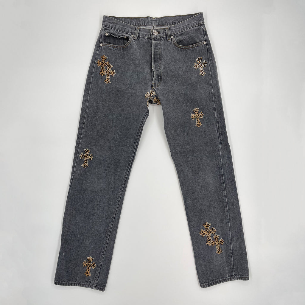 CHROME HEARTS LEOPARD PATCH DENIM