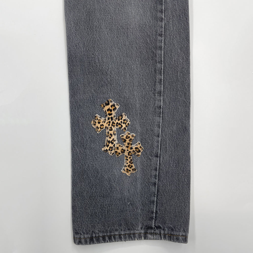 CHROME HEARTS LEOPARD PATCH DENIM