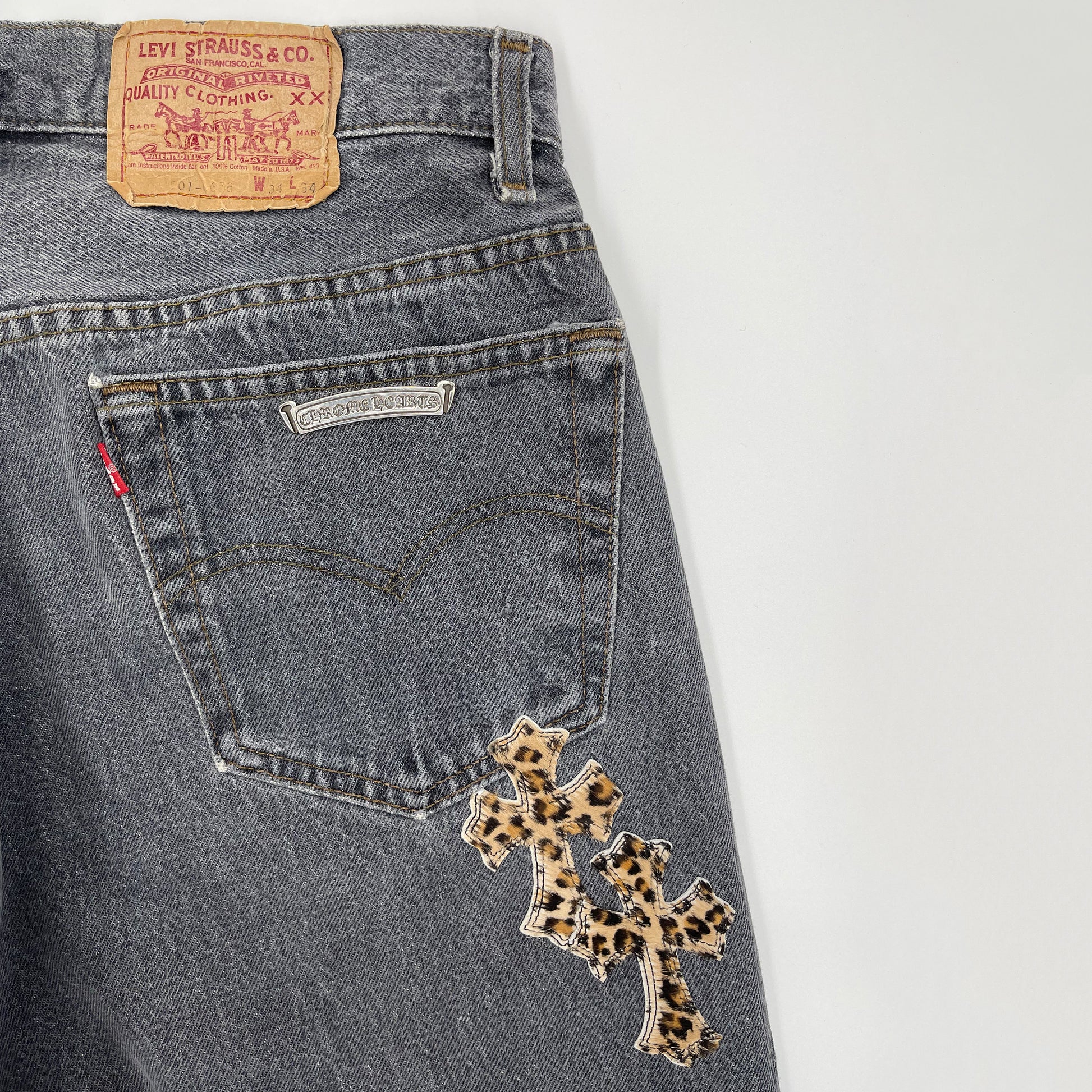 CHROME HEARTS LEOPARD PATCH DENIM