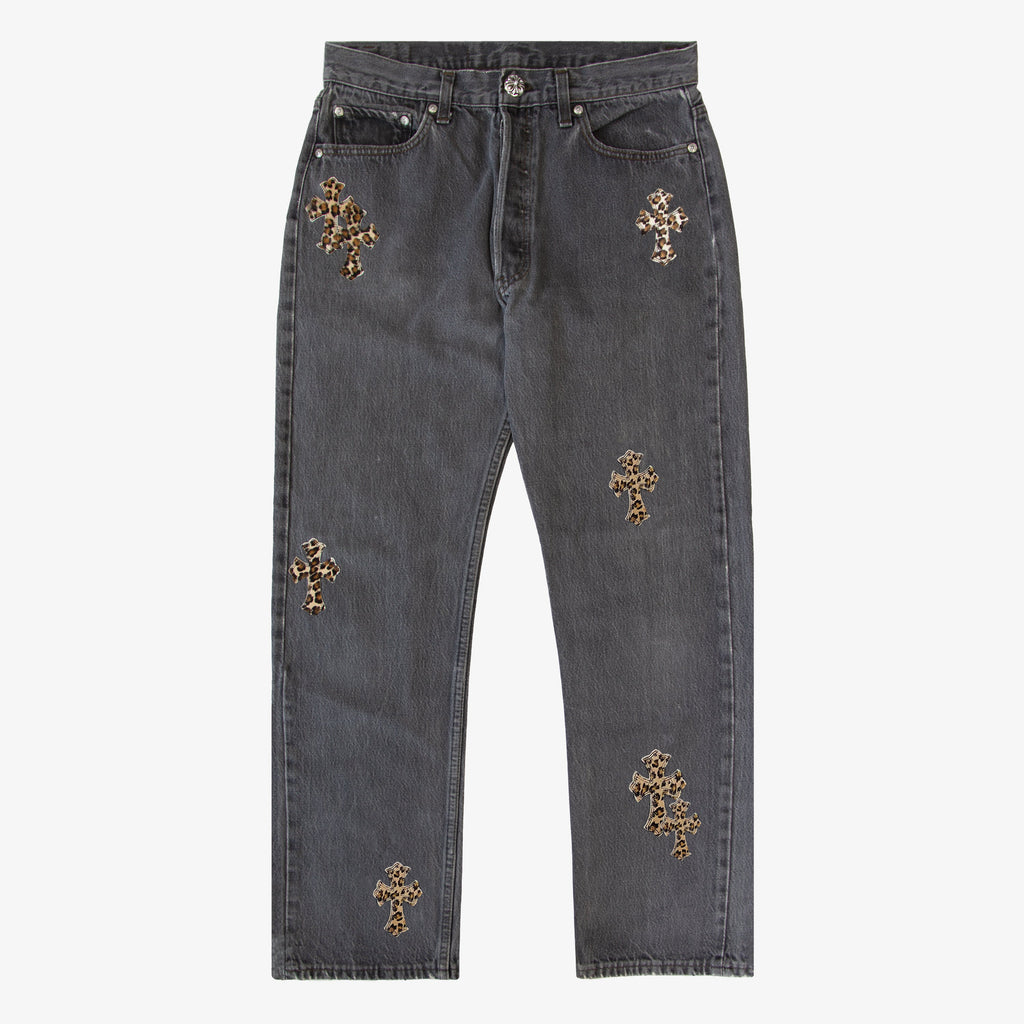 CHROME HEARTS LEOPARD PATCH DENIM