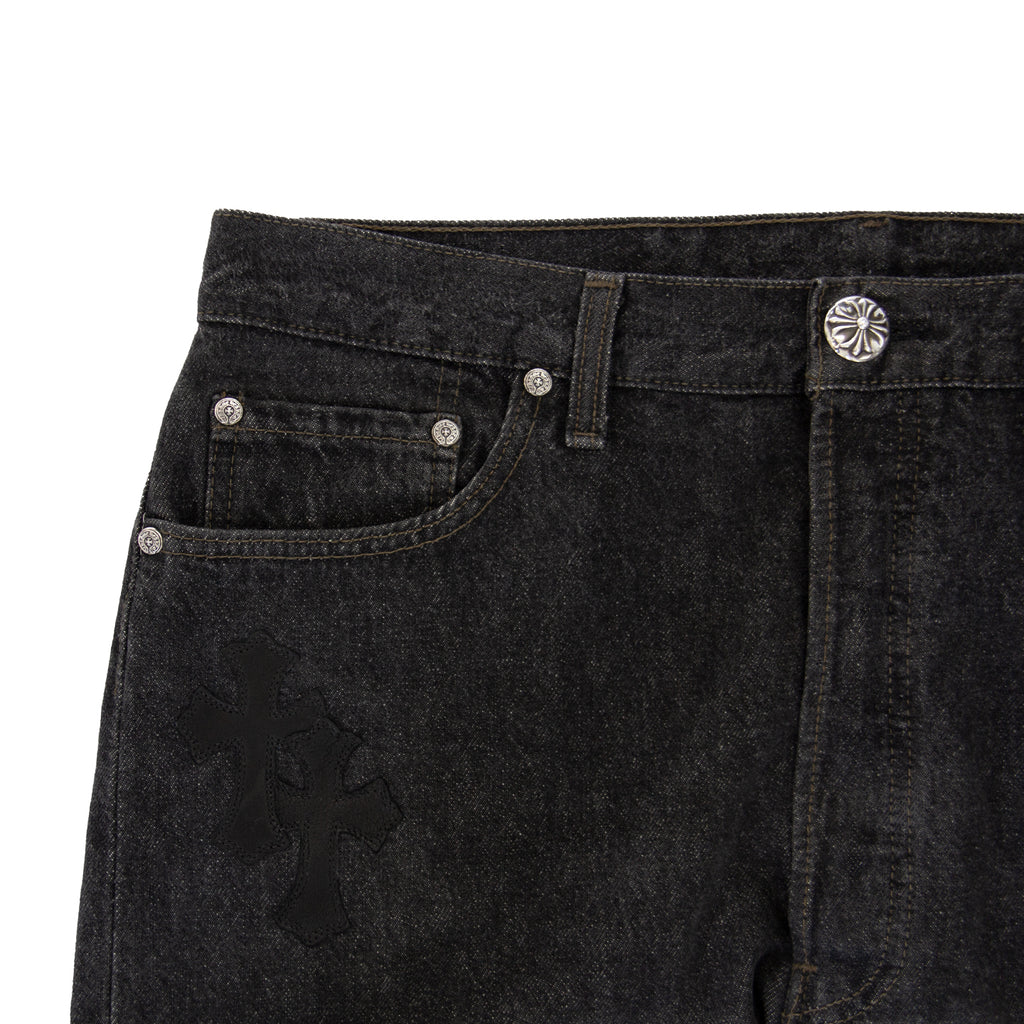 CHROME HEARTS LEATHER PATCHWORK DENIM