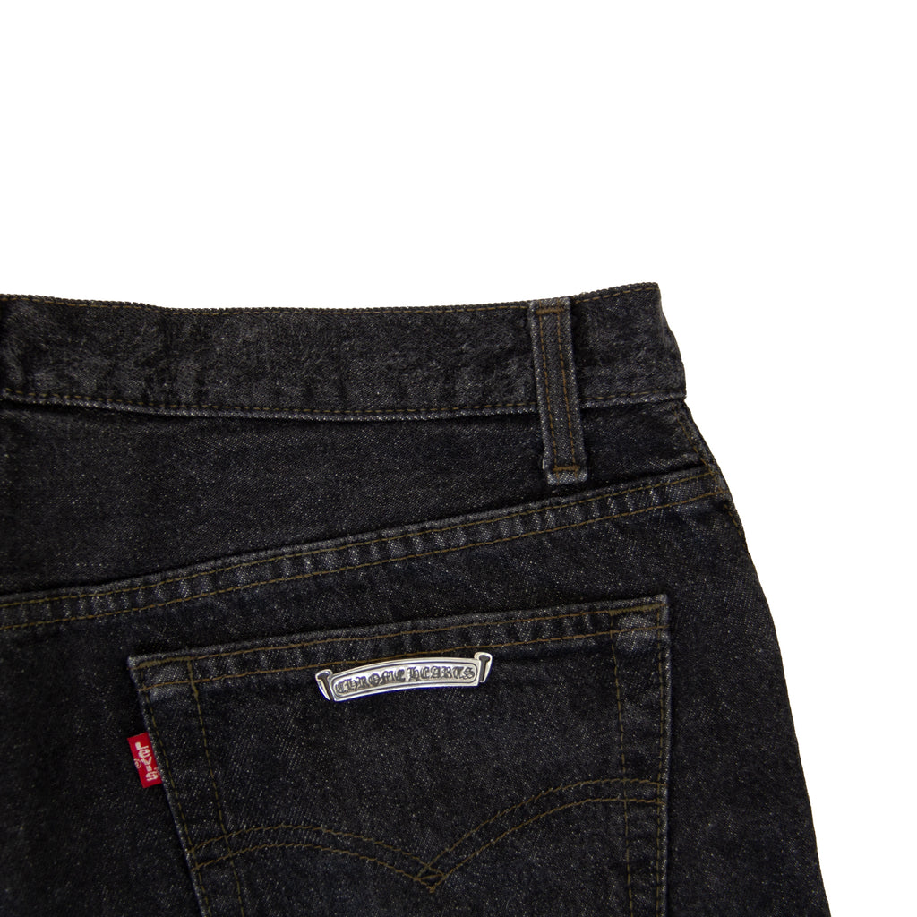 CHROME HEARTS LEATHER PATCHWORK DENIM