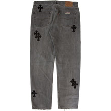 Load image into Gallery viewer, CHROME HEARTS LEATHER PATCHWORK DENIM