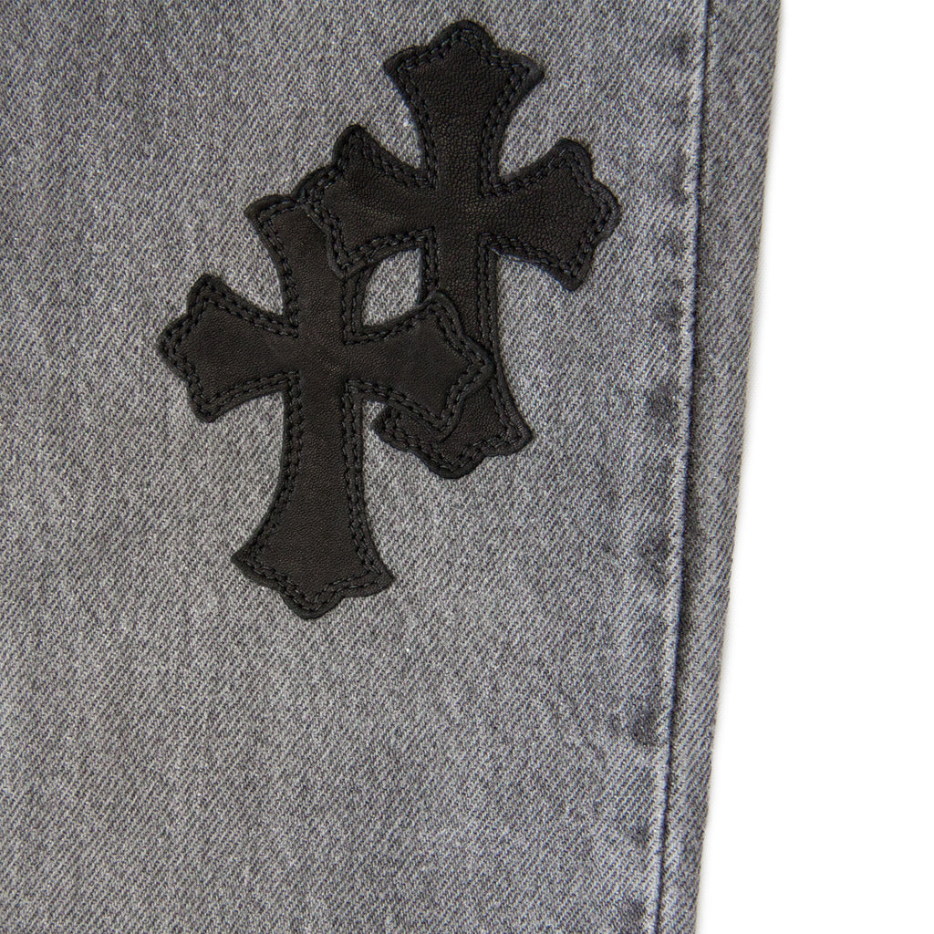 CHROME HEARTS LEATHER PATCHWORK DENIM