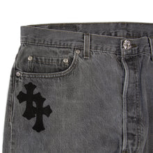 Load image into Gallery viewer, CHROME HEARTS LEATHER PATCHWORK DENIM