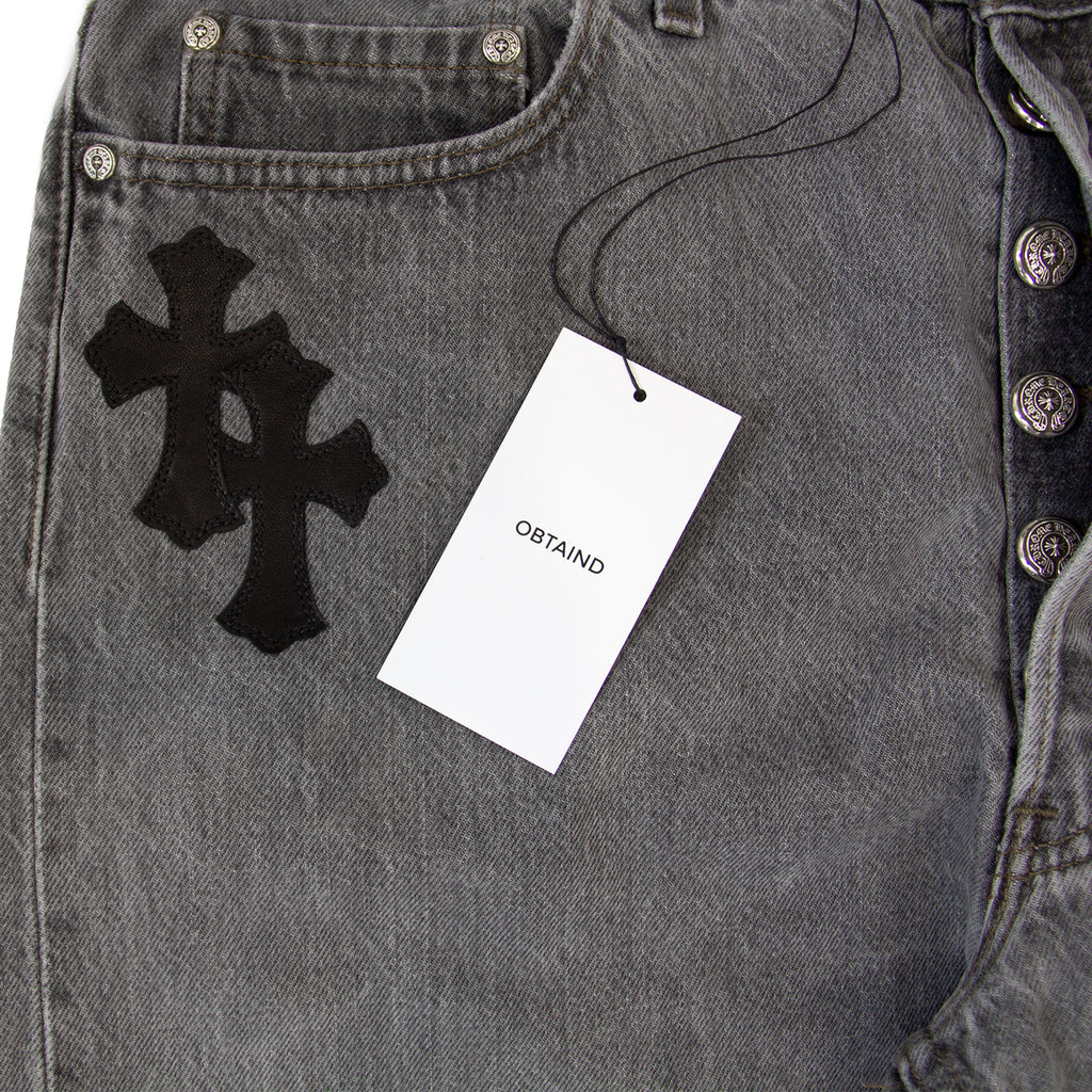 CHROME HEARTS LEATHER PATCHWORK DENIM