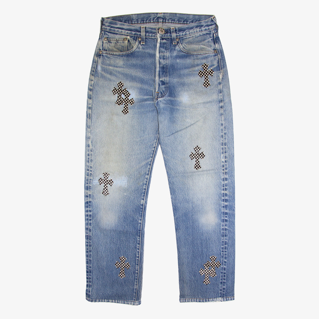 CHECKERED CROSS PATCH DENIM