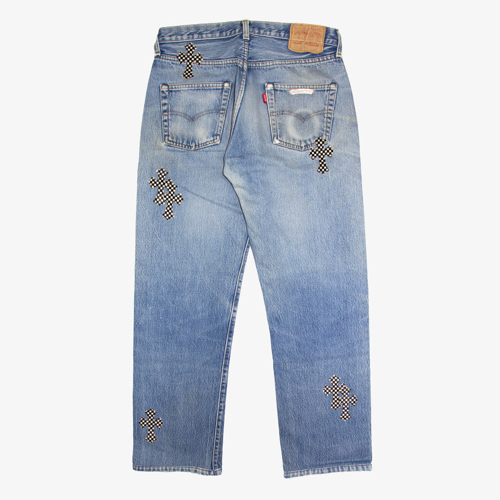 CHECKERED CROSS PATCH DENIM
