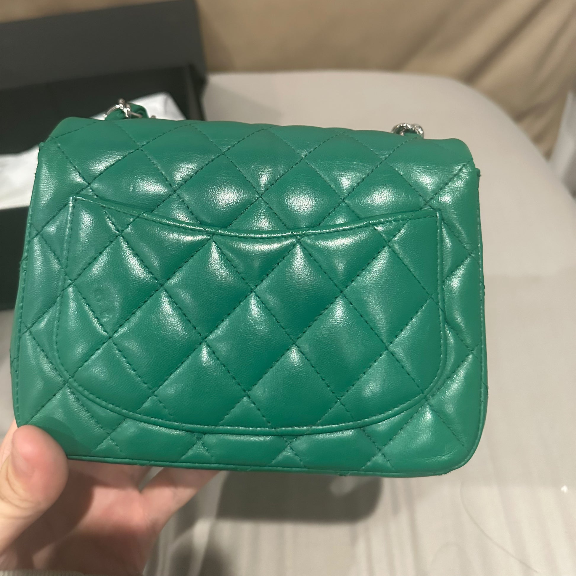 GREEN QUILTED MINI FLAP
