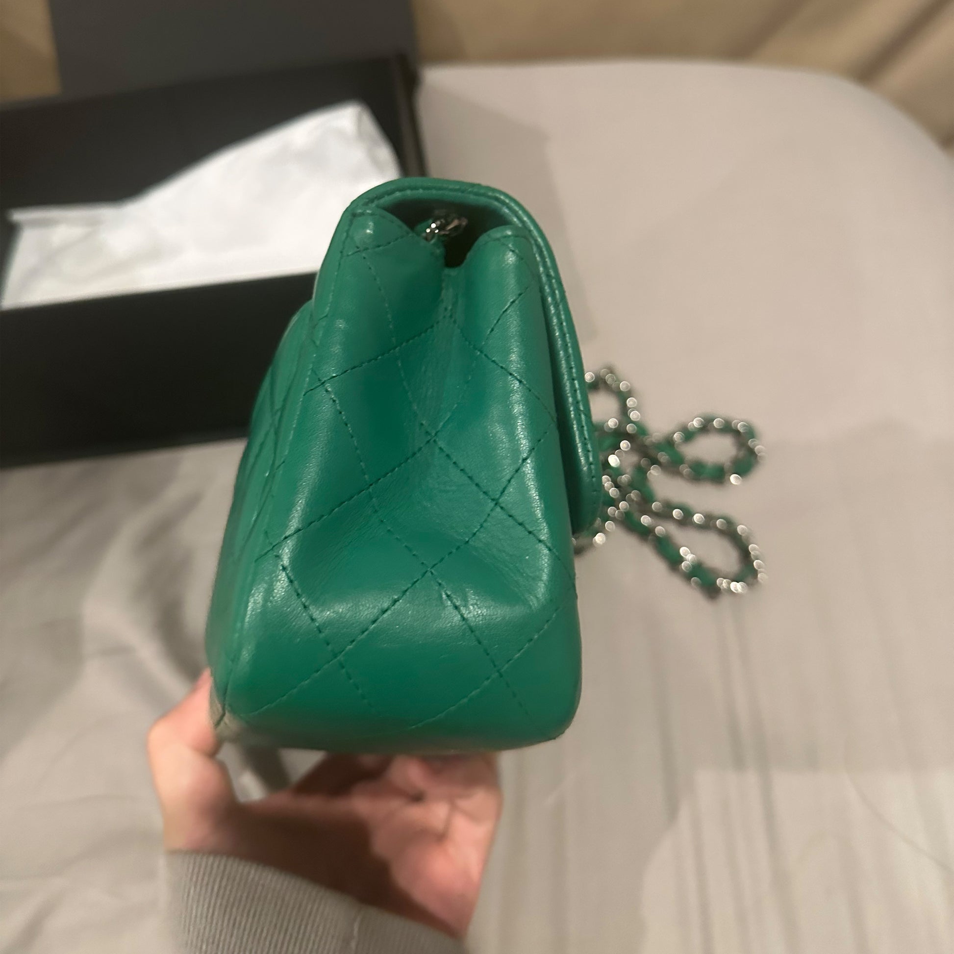 GREEN QUILTED MINI FLAP